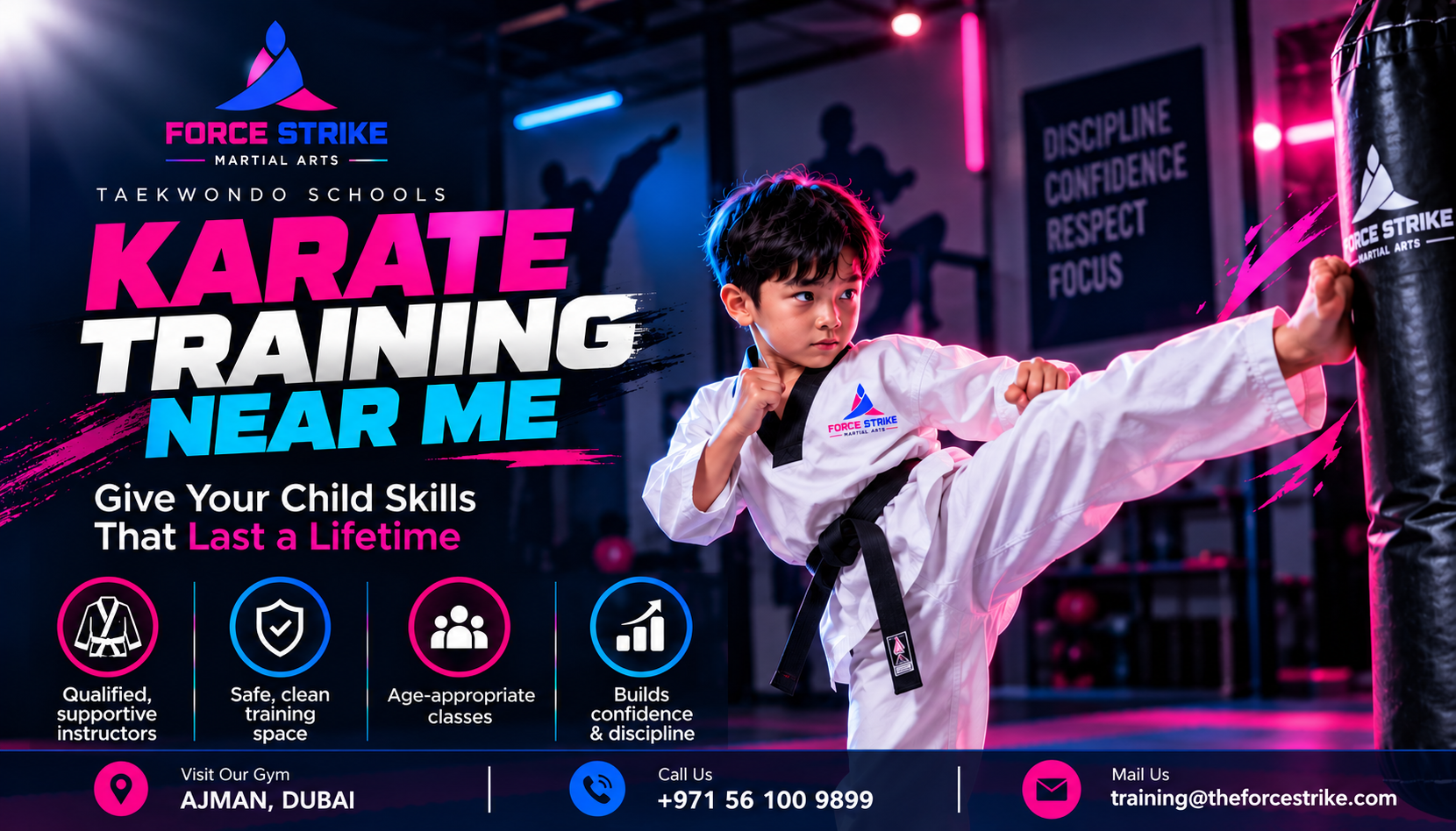 Karate Training Near Me offering martial arts practice to improve discipline, strength, flexibility, self-defense skills, and confidence.